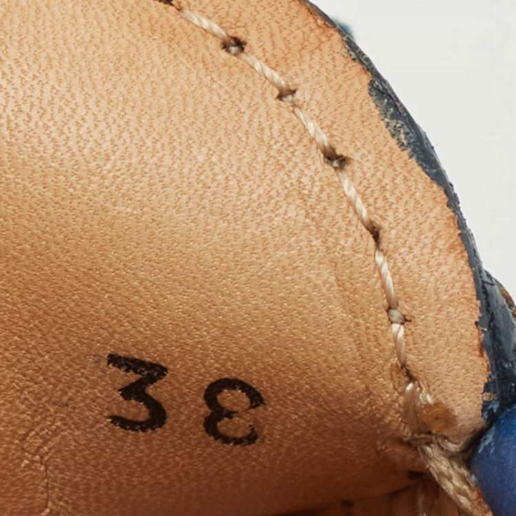 Pre Owned Prada Blue Leather Tassel Slip On Loafers Size 38