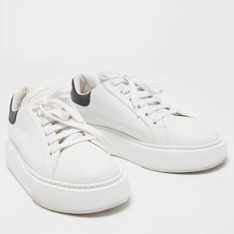 Pre Owned Prada White Leather Macro Low Top Sneakers Size 41
