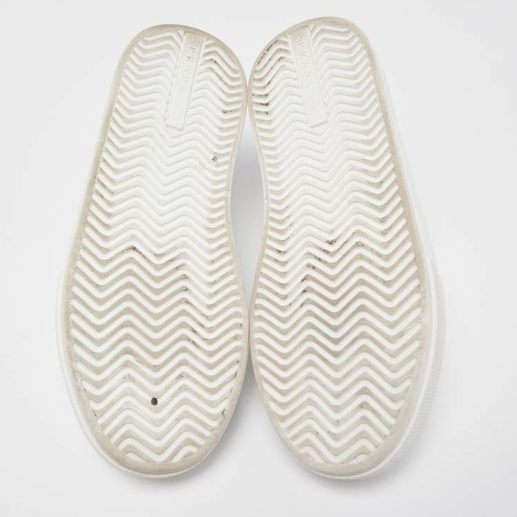 Pre Owned Prada White Leather Macro Low Top Sneakers Size 41