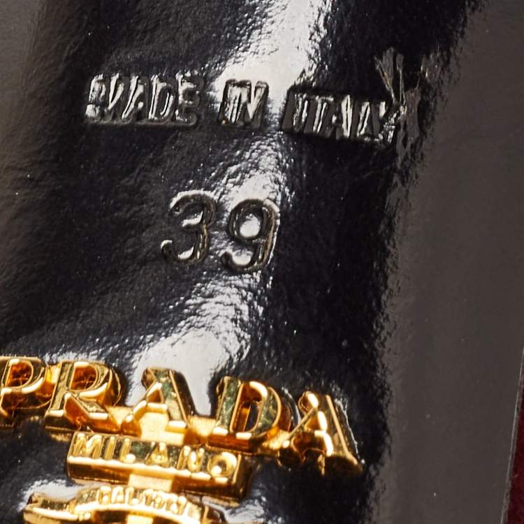 Pre Owned Prada Burgundy/Black Suede Peep Toe Platform Ankle Strap Sandals Size 39