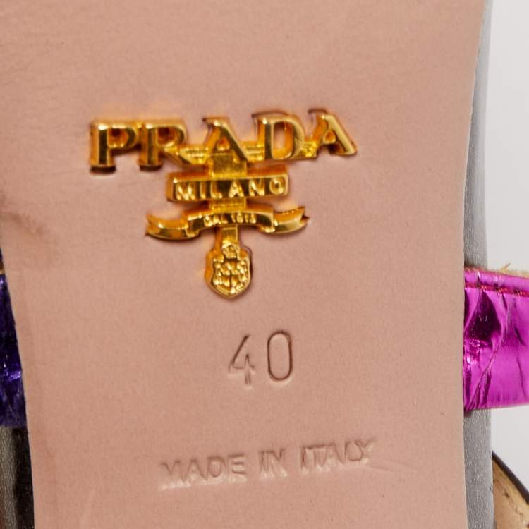 Pre Owned Prada Multicolor Leather Strappy Slide Sandals Size 40