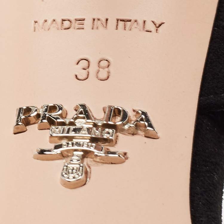 Pre Owned Prada Black Suede Ankle Strap Sandals Size 38