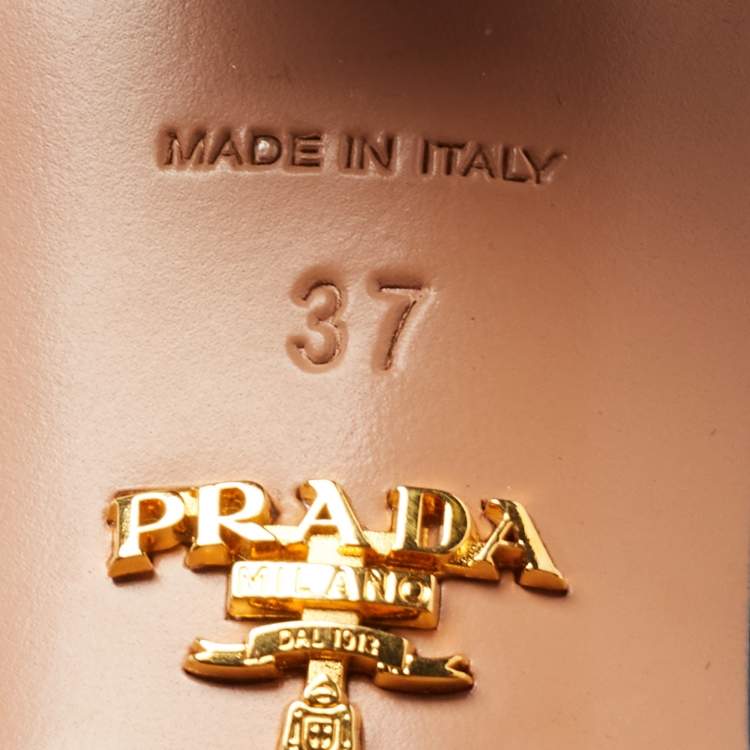 Pre Owned Prada Blue Saffiano Vernice Leather Slide Sandals Size 37