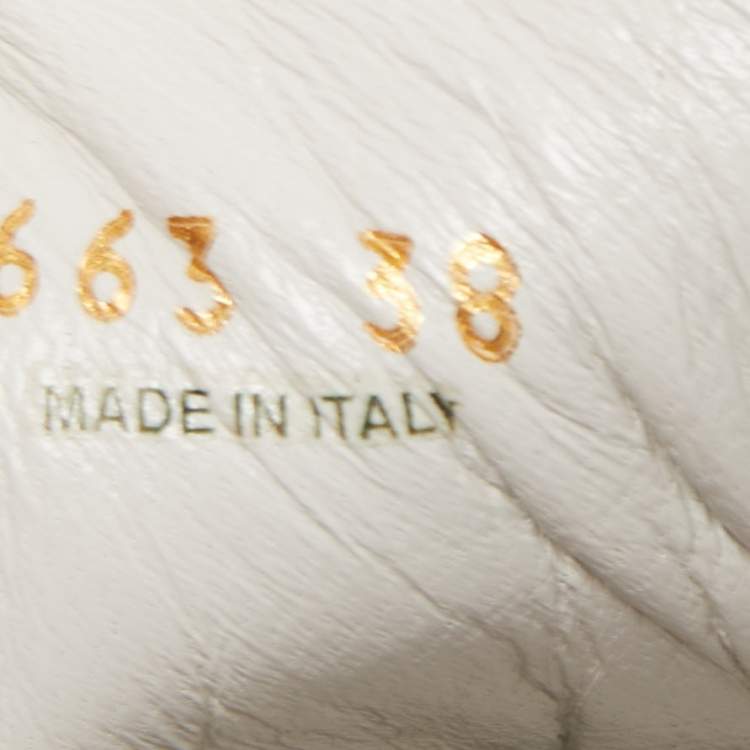 Pre Owned Prada Gold/White Leather and Rubber Low Top Sneakers Size 38