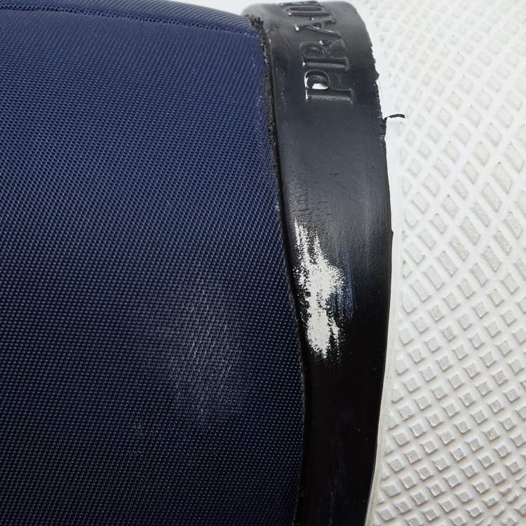 Pre Owned Prada Navy Blue Fabric Slip On Sneakers Size 38.5