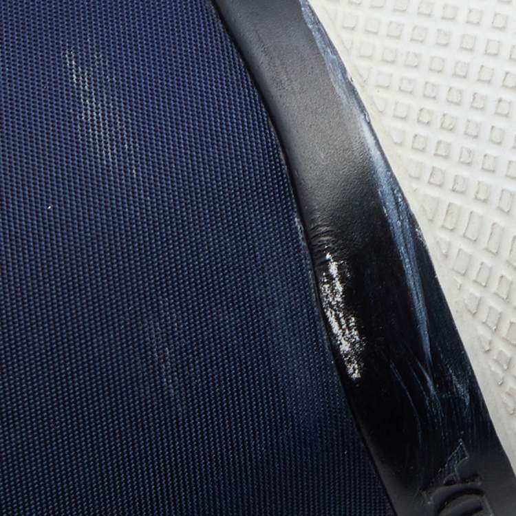 Pre Owned Prada Navy Blue Fabric Slip On Sneakers Size 38.5