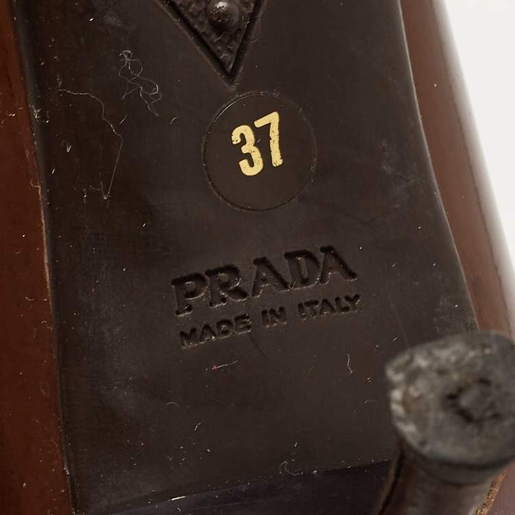 Pre Owned Prada Brown Leather Pointed Toe Pumps Size 37