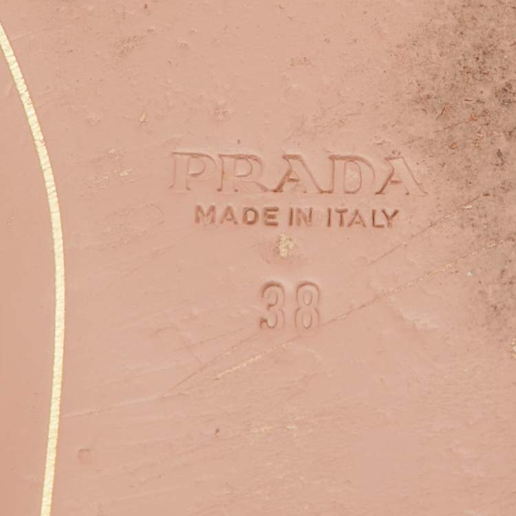 Pre Owned Prada Off White Saffiano Patent Leather Flat Slides Size 38