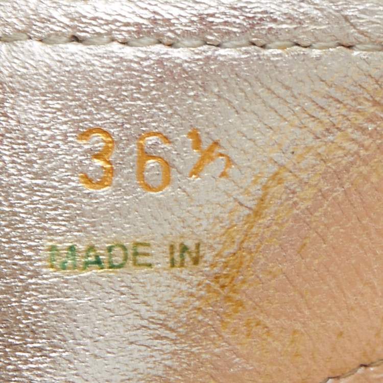 Pre Owned Prada Silver Leather Platform Slingback Sandals Size 36.5