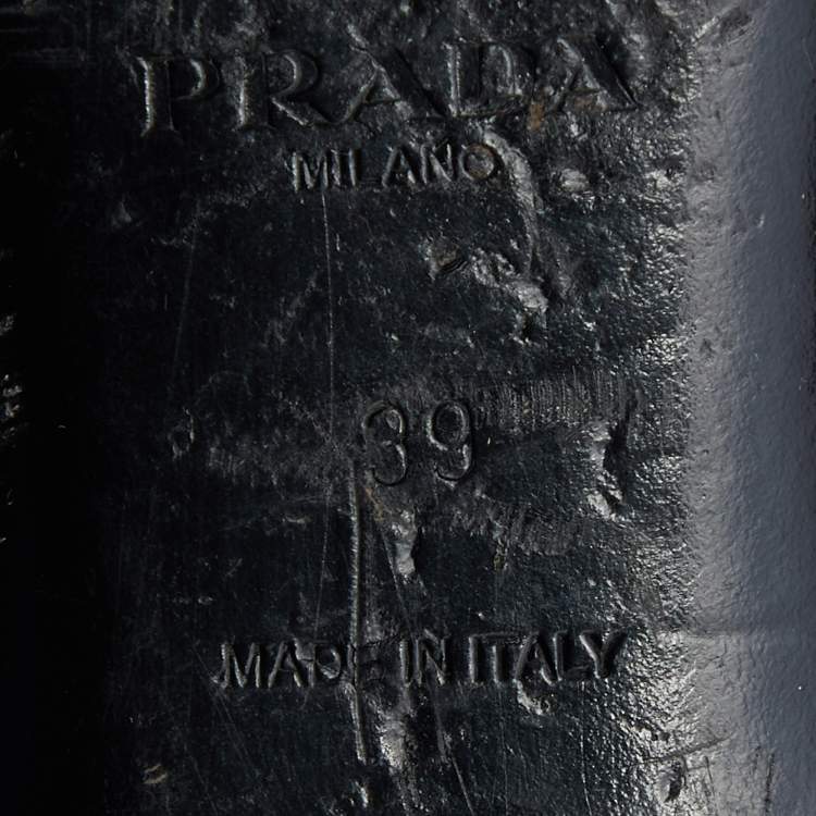 Pre Owned Prada Beige/Black Patent and Leather Cap Toe Bow Ballet Flats Size 39