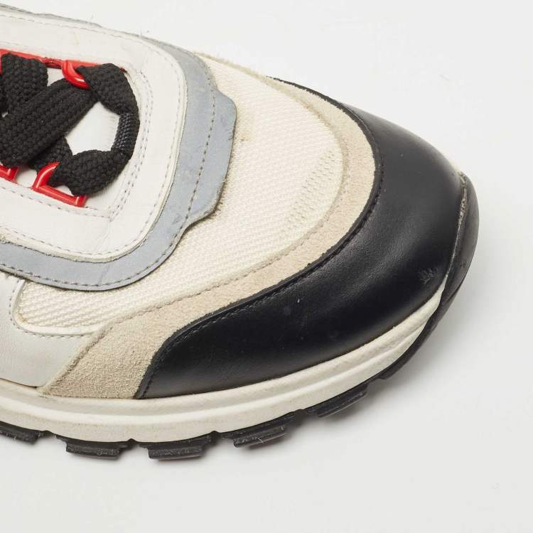 Pre Owned Prada Tricolor Mesh and Leather Low Top Sneakers Size 38