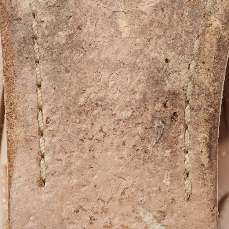 Pre Owned Prada Brown Leather Cut Out Wedge Sandals Size 36.5