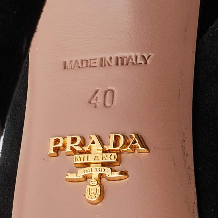 Pre Owned Prada Black Suede Peep Toe Platform Ankle Strap Sandals Size 40