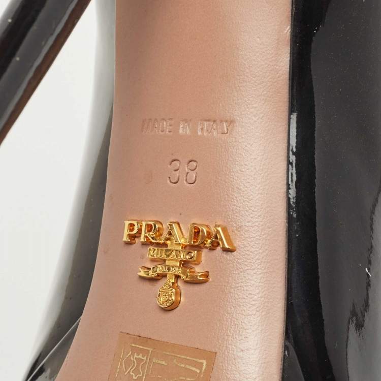 Pre Owned Prada Black Patent Leather Platform Pumps Size 38