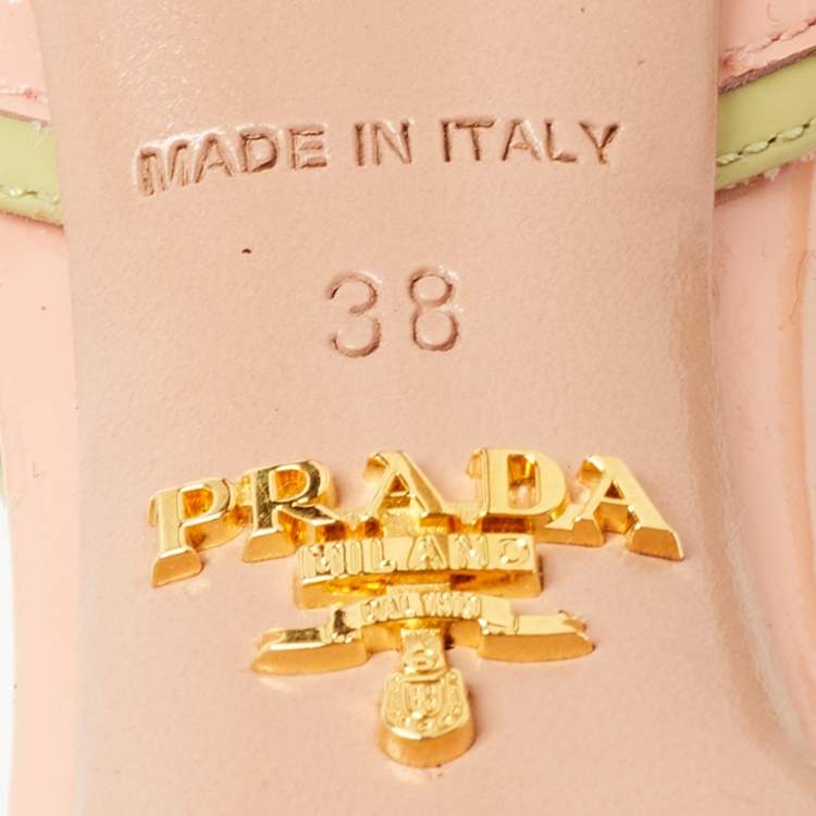 Pre Owned Prada Multicolor Patent Leather Bow Slingback Sandals Size 38