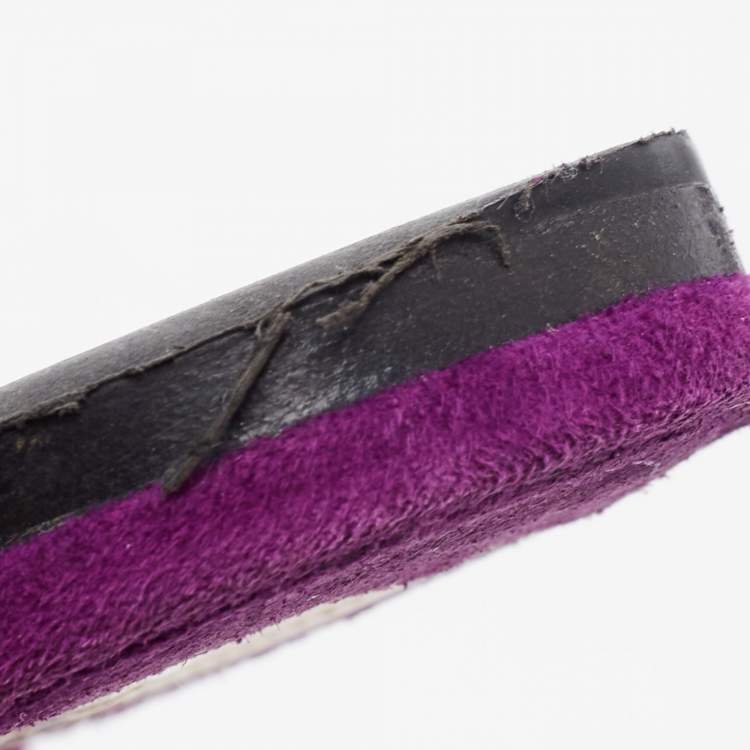 Pre Owned Prada Purple Crystal Embellished Flat Slides Size 37.5