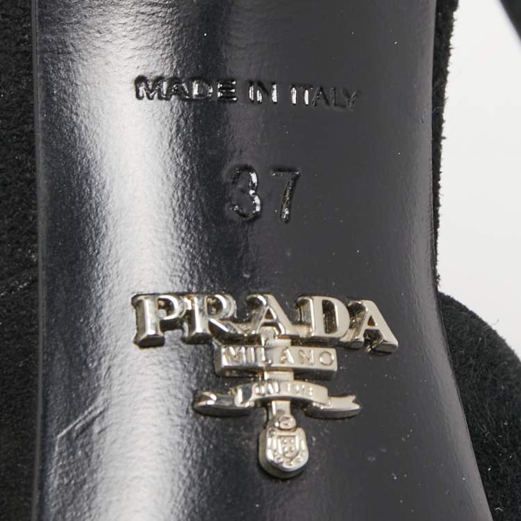 Pre Owned Prada Black Suede Criss Cross Slide Sandals Size 37