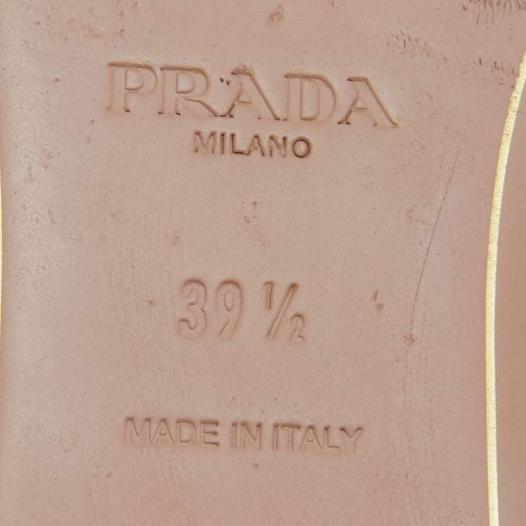 Pre Owned Prada Grey Saffiano Patent Leather Flat Slides Size 39.5