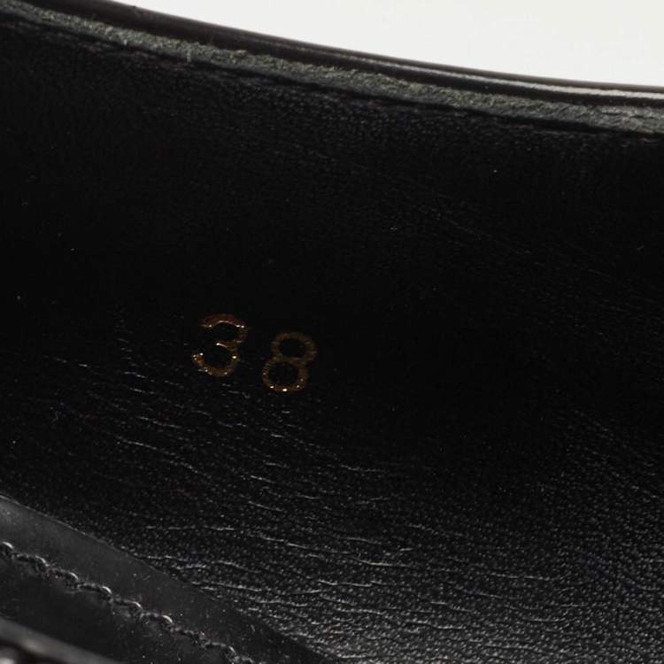 Pre Owned Prada Black Brogue Patent Leather Platform Derby Size 38
