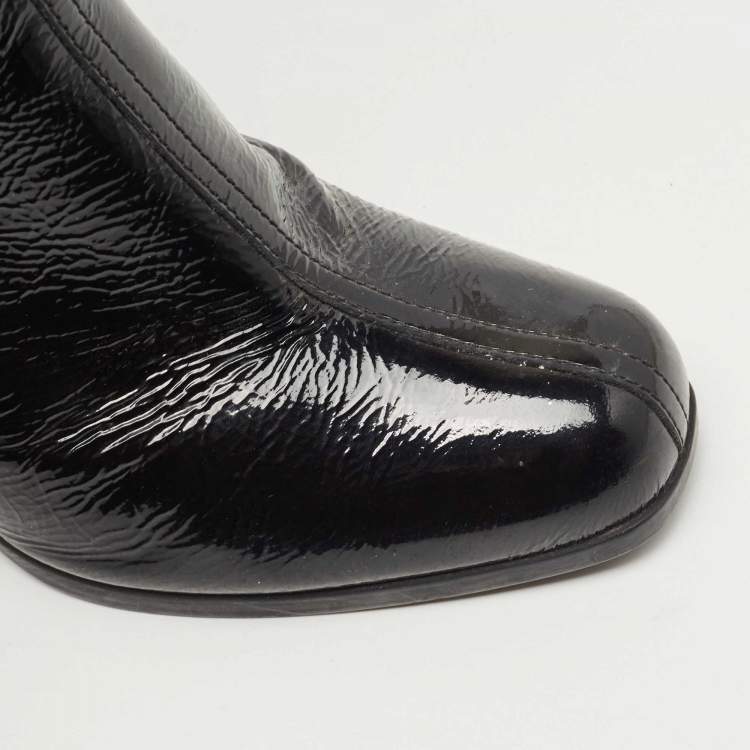 Pre Owned Prada Black Patent Leather Knee Length Boots Size 39