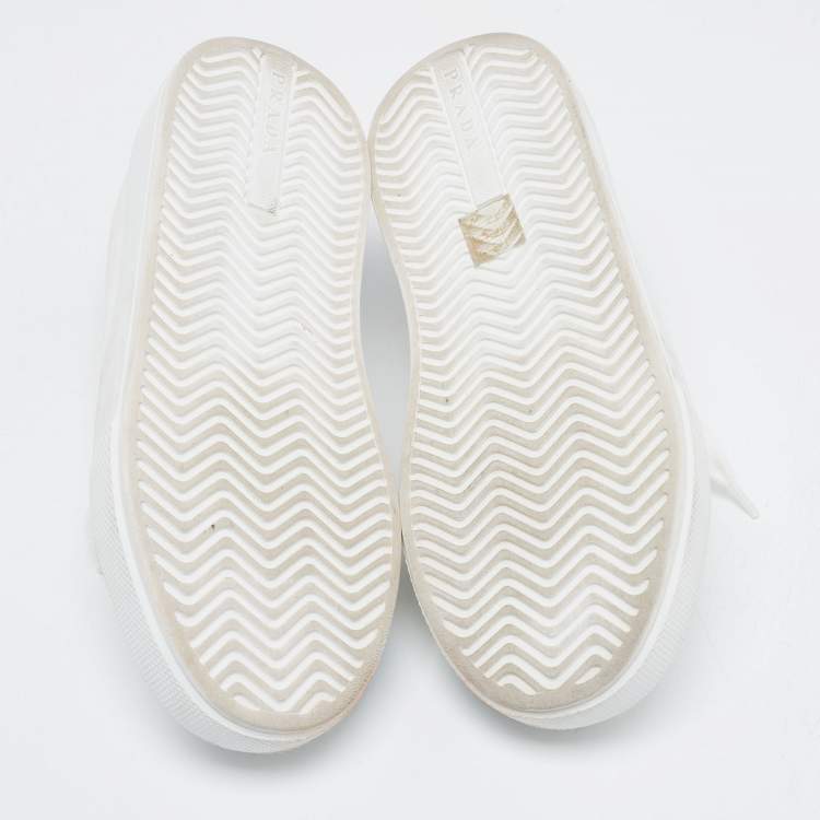 Pre Owned Prada White/Black Leather Macro Low Top Sneakers Size 37