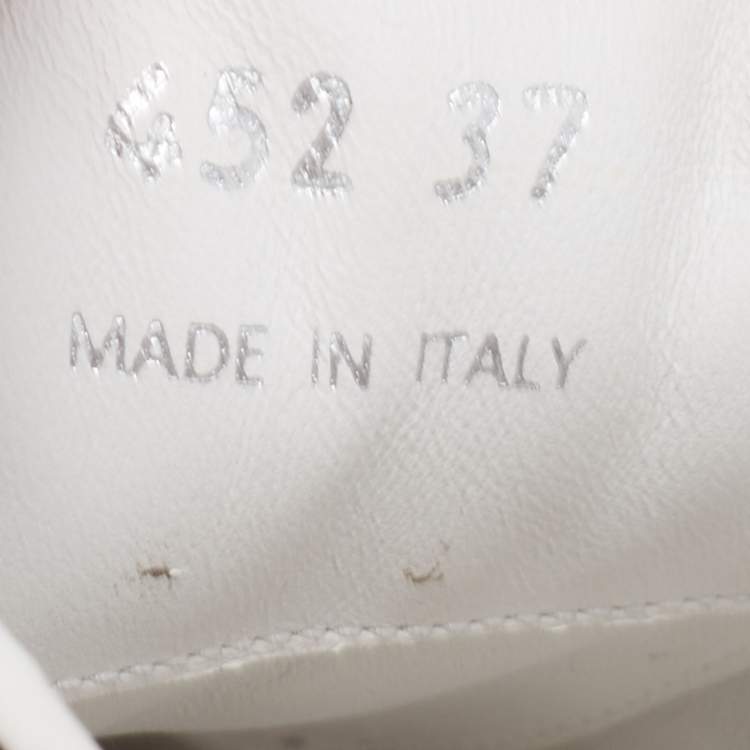 Pre Owned Prada White/Black Leather Macro Low Top Sneakers Size 37