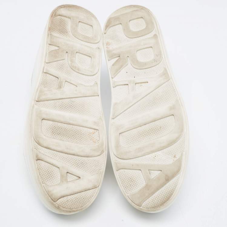 Pre Owned Prada White Leather Low Top Sneakers Size 38.5