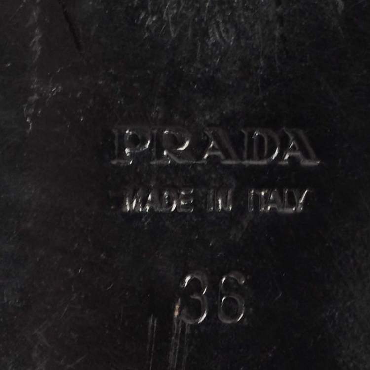 Pre Owned Prada Black Leather Slingback Flats Size 36