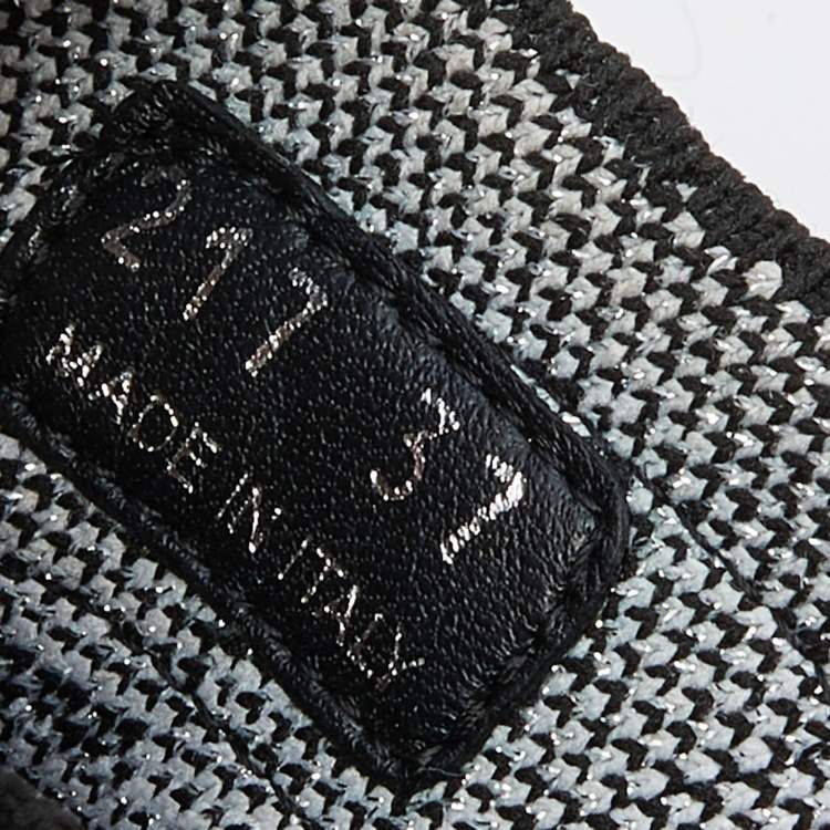 Pre Owned Prada Black/White Lurex Cloudbust Sneakers Size 37