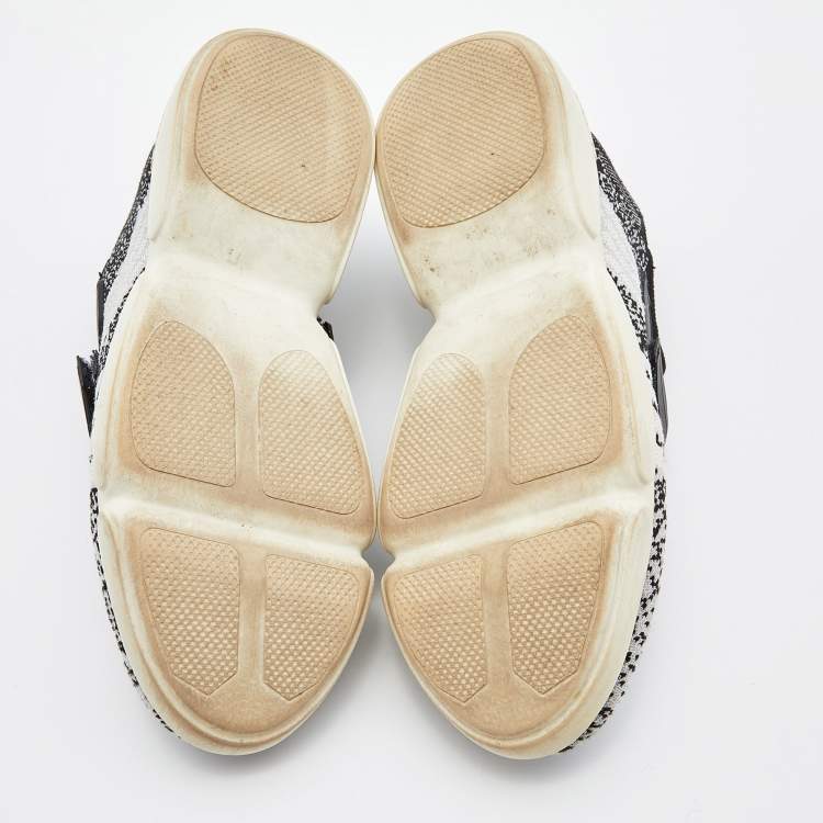 Pre Owned Prada Black/White Lurex Cloudbust Sneakers Size 37