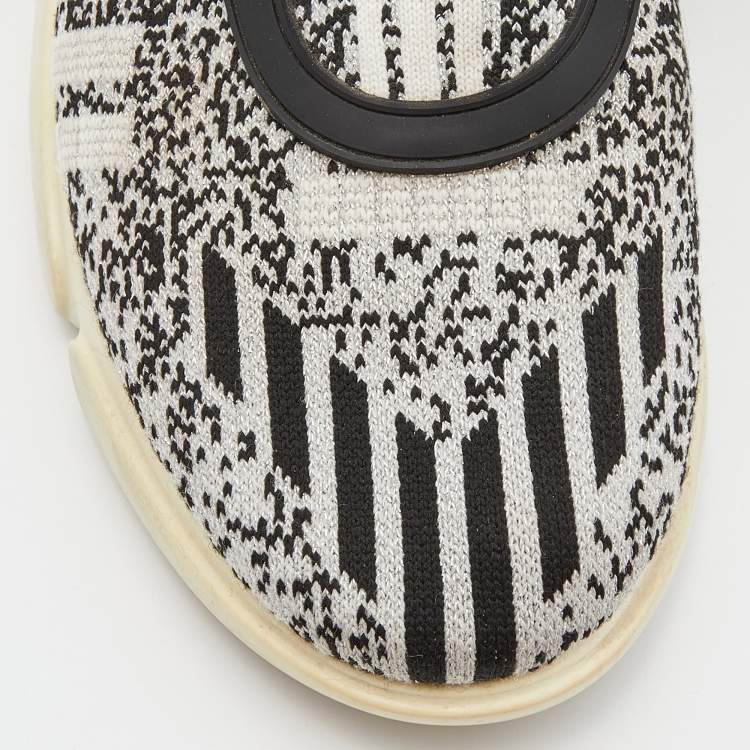 Pre Owned Prada Black/White Lurex Cloudbust Sneakers Size 37