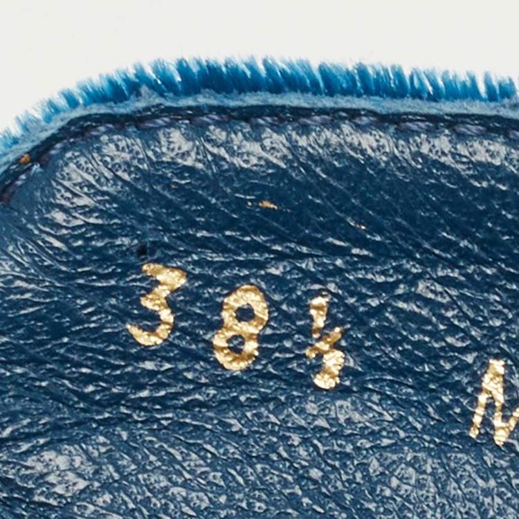 Pre Owned Prada Blue Velvet Espadrille Flat Mules Size 38.5