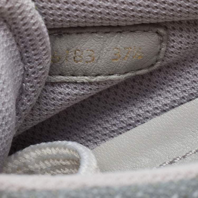 Pre Owned Prada Grey Mesh and Leather Low Top Sneakers Size 37.5