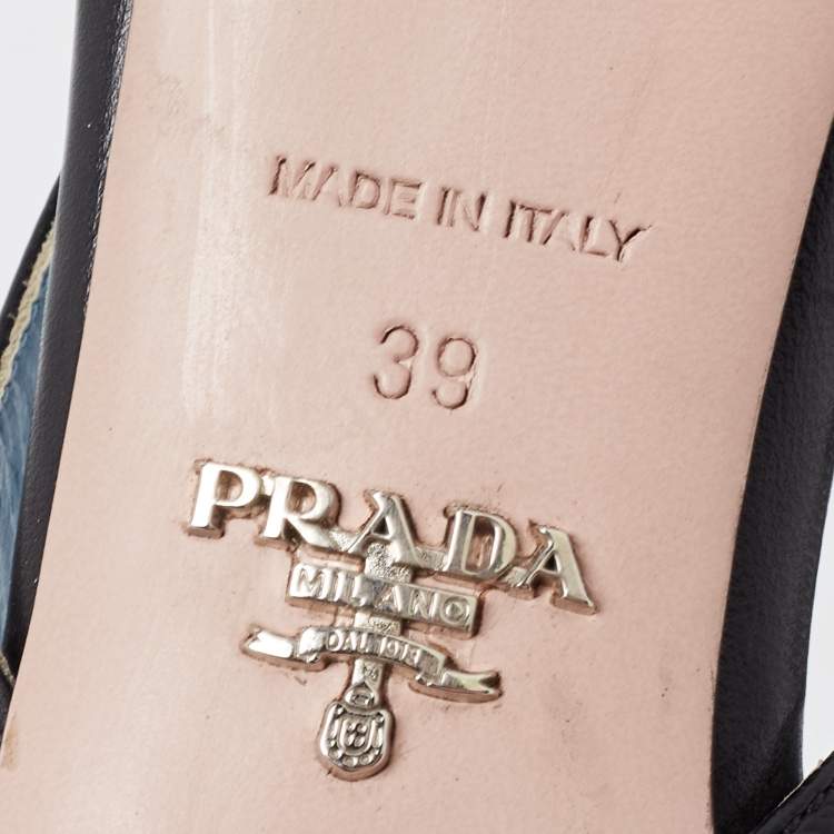 Pre Owned Prada Black Leather Slingback Pumps Size 39
