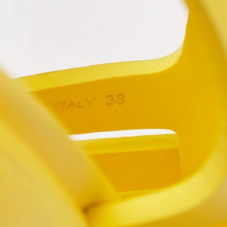 Pre Owned Prada Yellow Rubber Monolith Sandals Size 38