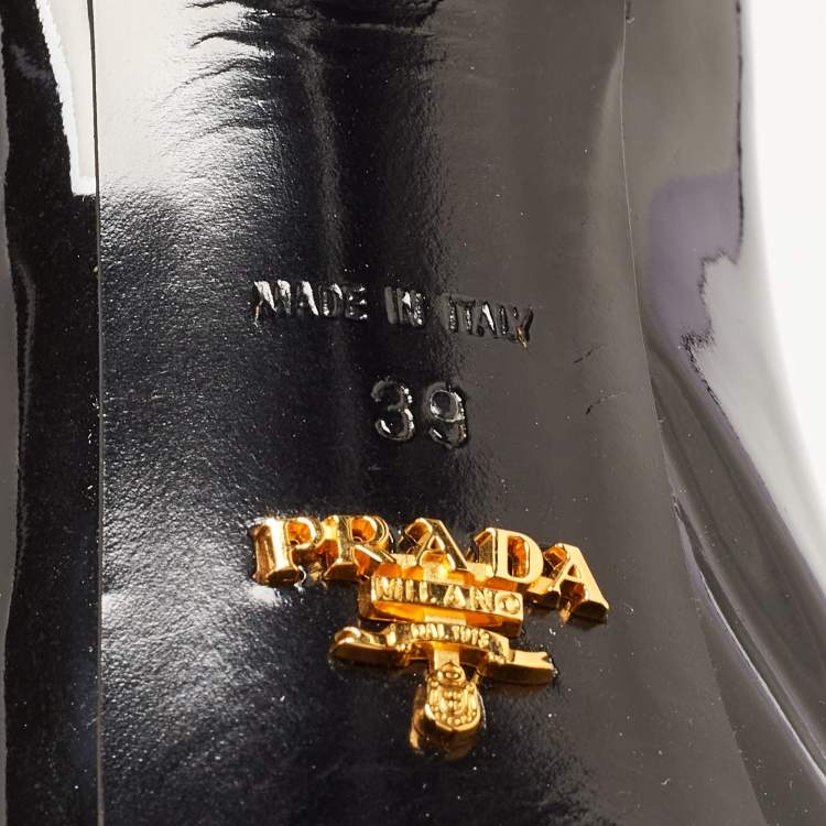 Pre Owned Prada Black Patent Leather Platform Pumps Size 39