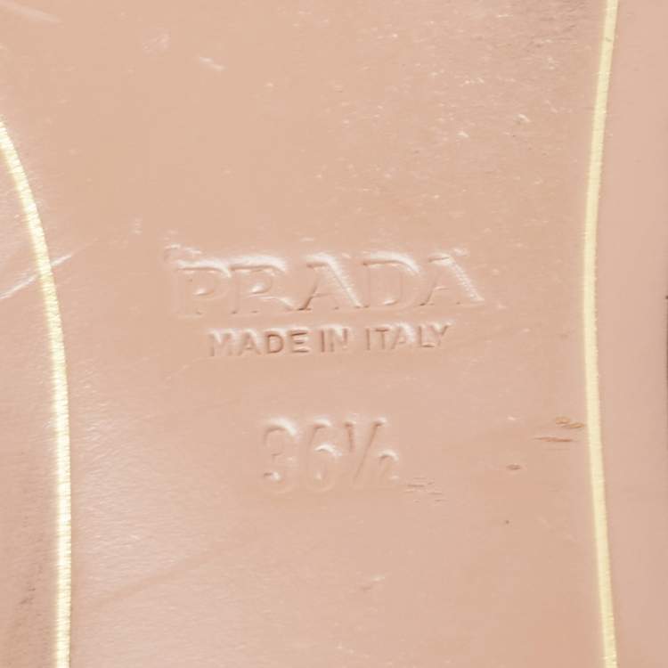 Pre Owned Prada Red Vernice Saffiano Leather Flat Slides Size 36.5