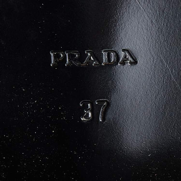 Pre Owned Prada Black Leather Zip Knee Length Boots Size 37