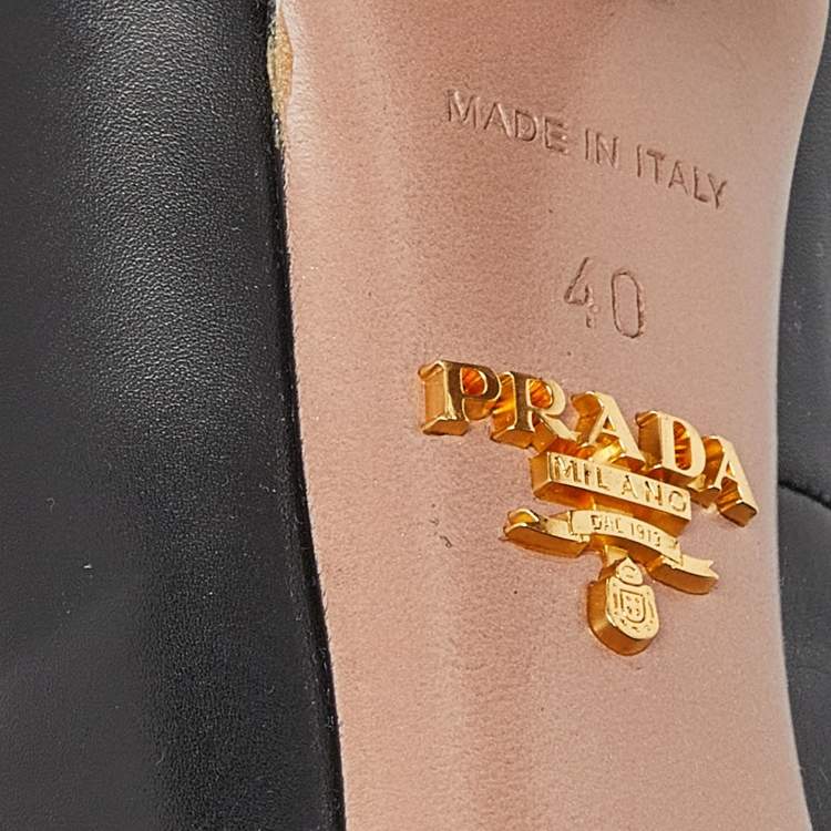 Pre Owned Prada Black Leather Strappy Pumps Size 40