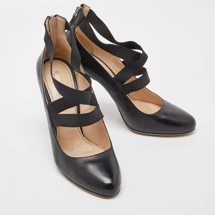 Pre Owned Prada Black Leather Strappy Pumps Size 40