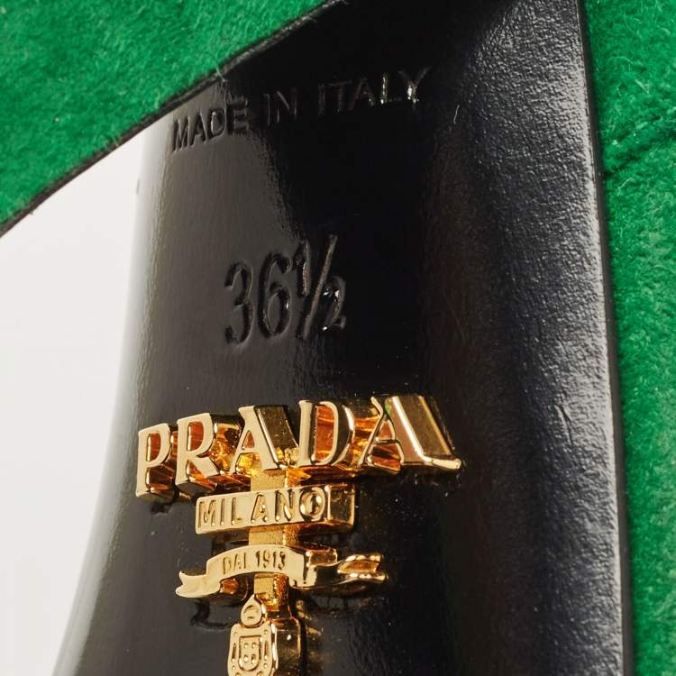 Pre Owned Prada Green Suede Criss Cross Open Toe Slingback Sandals Size 36.5