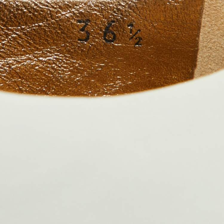 Pre Owned Prada Off White Leather Espadrille Wedge Sneakers Size 36.5