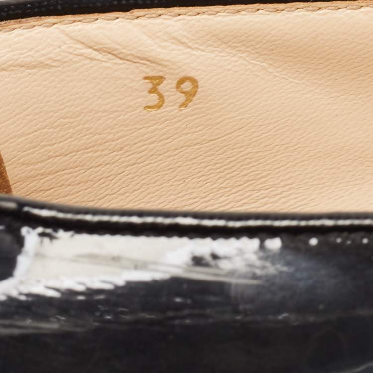 Pre Owned Prada Black Patent Leather Smoking Slippers Size 39