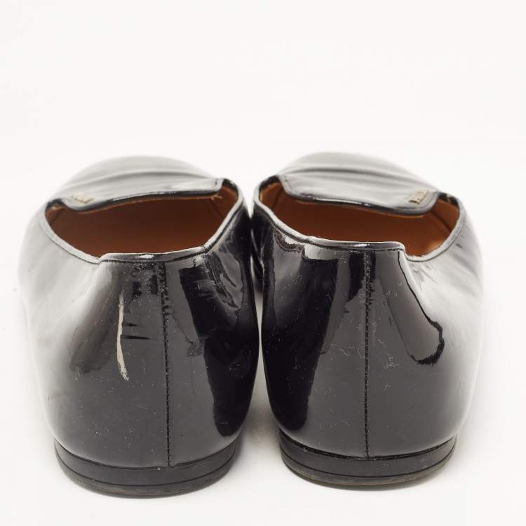 Pre Owned Prada Black Patent Leather Smoking Slippers Size 39