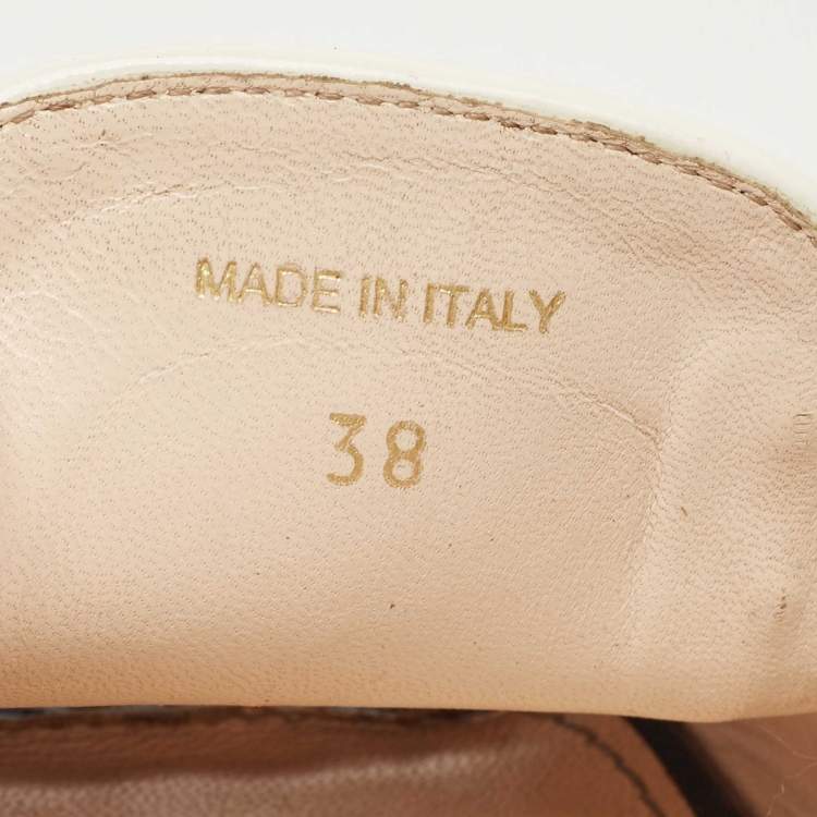 Pre Owned Prada Navy Blue Patent Leather Platform Wedge Sandals Size 38