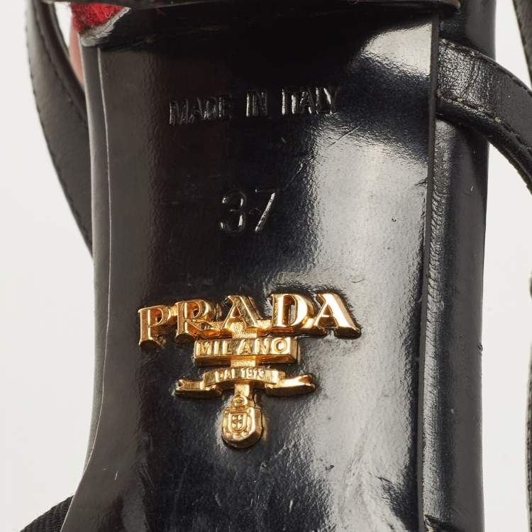 Pre Owned Prada Multicolor Fabric Embellished Slingback Pumps Size 37