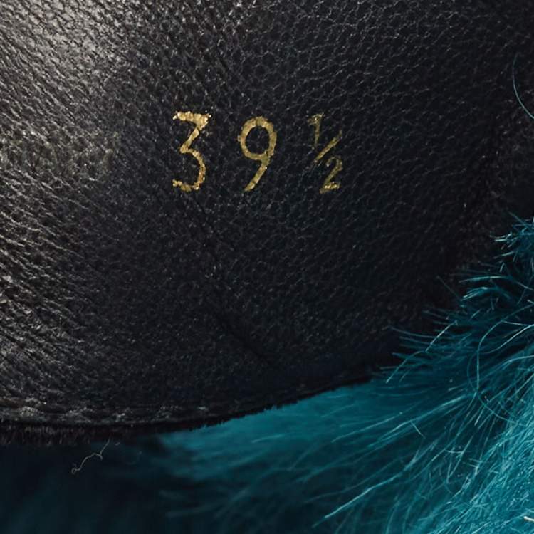 Pre Owned Prada Two Tone Velvet and Fur Flat Slides Size 39.5 