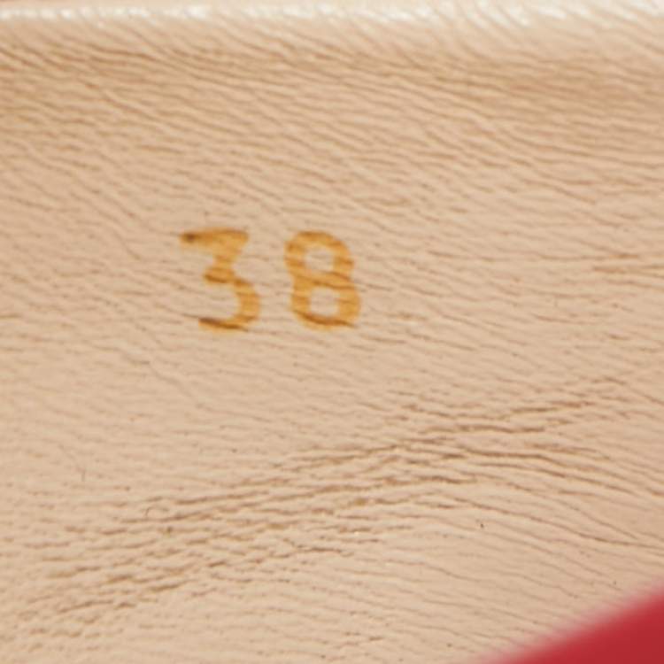 Pre Owned Prada Red Patent Leather Bow Ballet Flats Size 38