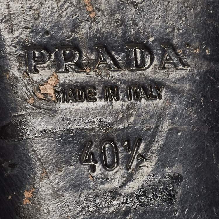 Pre Owned Prada Black Leather and Patent Cap Toe Bow Ballet Flats Size 40.5 