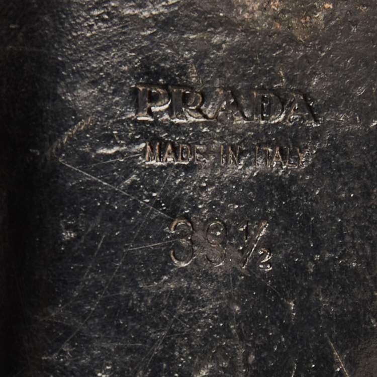 Pre Owned Prada Black Leather Buckle Slingback Flat Sandals Size 39.5